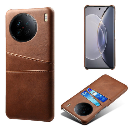 For vivo X90 5G Anti-fall Phone Back Cover Card Holder PU Leather Coated Hard PC Phone Case