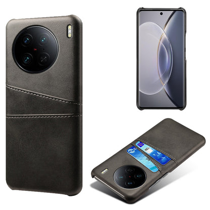 For vivo X90 Pro 5G Lightweight Mobile Phone Back Cover PU Leather Coated Hard PC Phone Case with Dual Card Slots