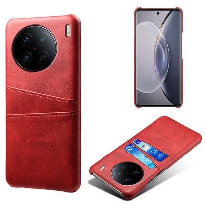 For vivo X90 Pro 5G Lightweight Mobile Phone Back Cover PU Leather Coated Hard PC Phone Case with Dual Card Slots