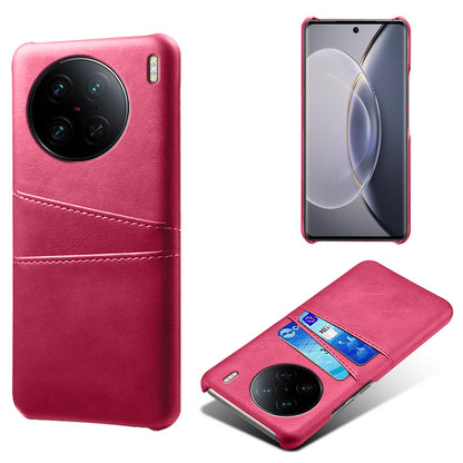 For vivo X90 Pro 5G Lightweight Mobile Phone Back Cover PU Leather Coated Hard PC Phone Case with Dual Card Slots