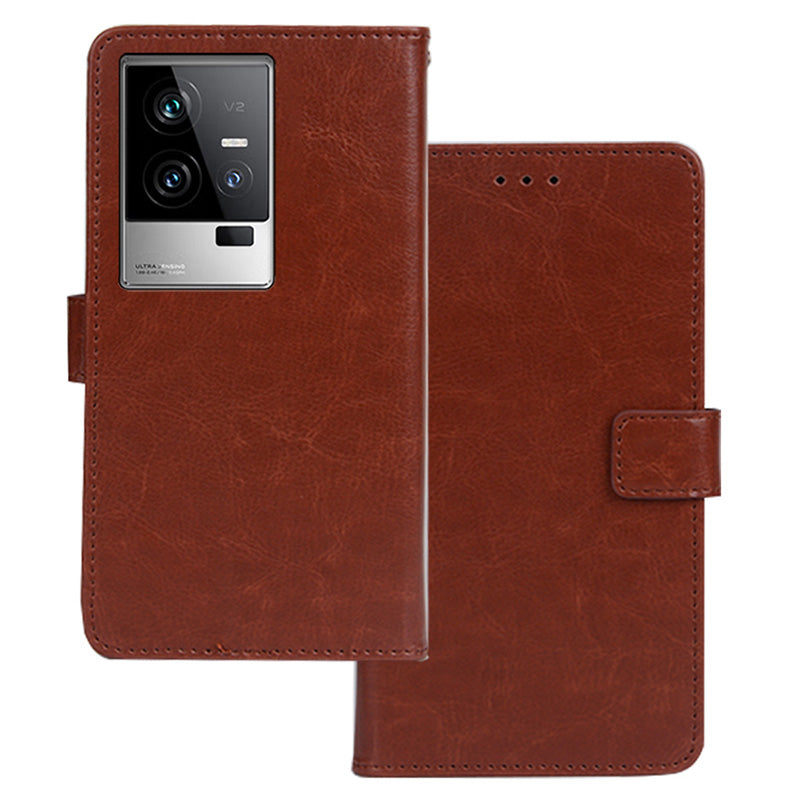 IDEWEI For vivo iQOO 11 5G Crazy Horse Texture PU Leather Case Stand Wallet Folio Flip Shockproof Phone Cover