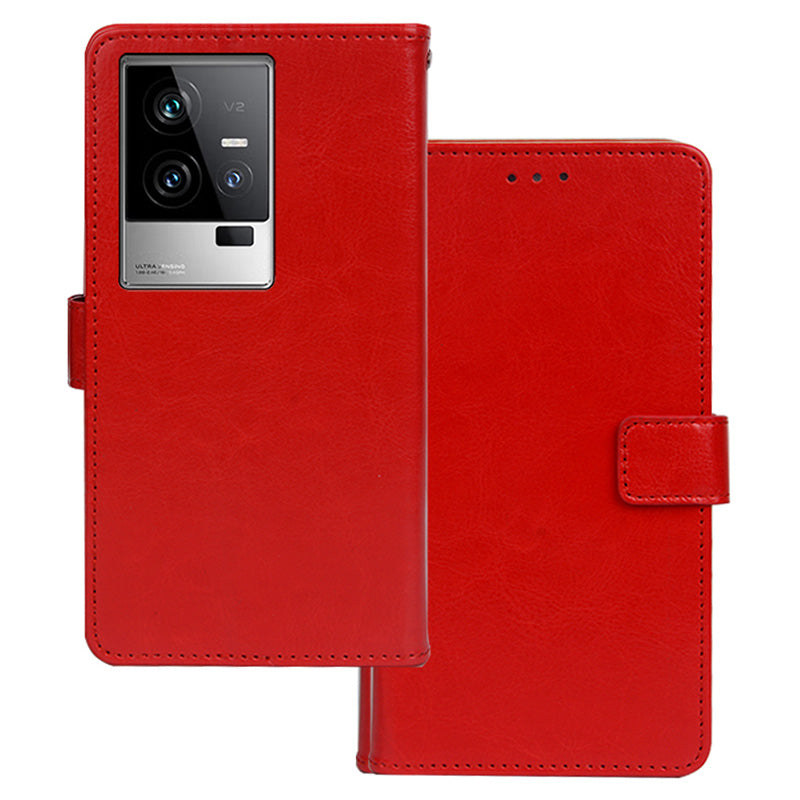 IDEWEI For vivo iQOO 11 5G Crazy Horse Texture PU Leather Case Stand Wallet Folio Flip Shockproof Phone Cover