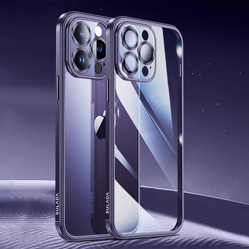 SULADA For iPhone 13 Pro 6.1 inch Camera Lens Protection Clear Phone Case Tempered Glass Back Soft TPU Frame Anti-Scratch Shockproof Cover