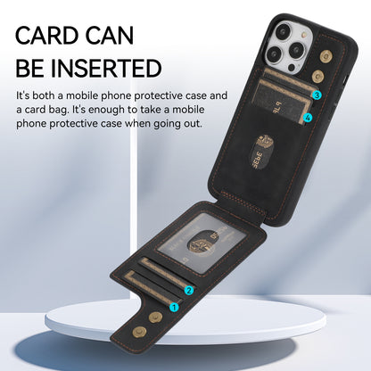 For iPhone 13 Pro 6.1 inch Card Bag Design Anti-fall Skin-touch PU Leather Coated TPU Back Case with Magnetic Ring Kickstand