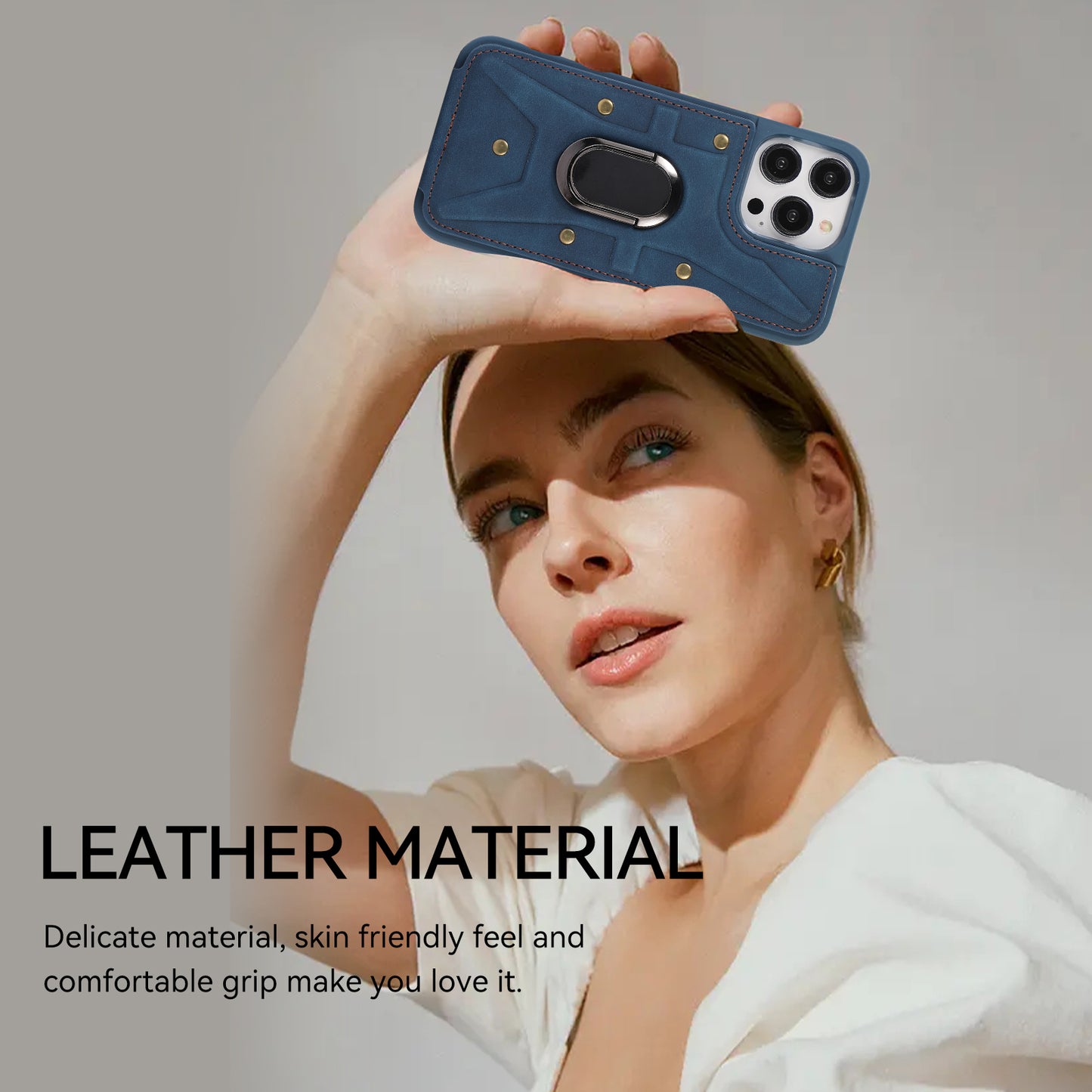For iPhone 13 Pro 6.1 inch Card Bag Design Anti-fall Skin-touch PU Leather Coated TPU Back Case with Magnetic Ring Kickstand