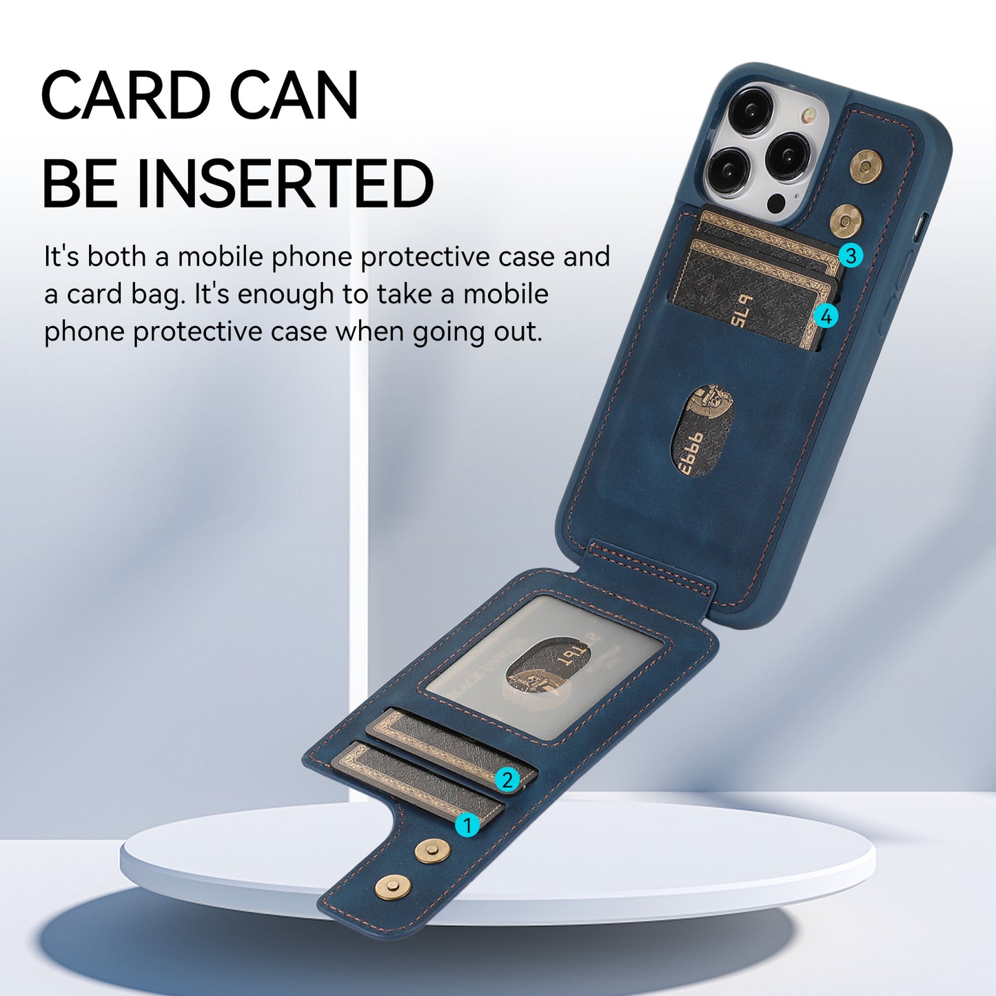 For iPhone 13 Pro 6.1 inch Card Bag Design Anti-fall Skin-touch PU Leather Coated TPU Back Case with Magnetic Ring Kickstand