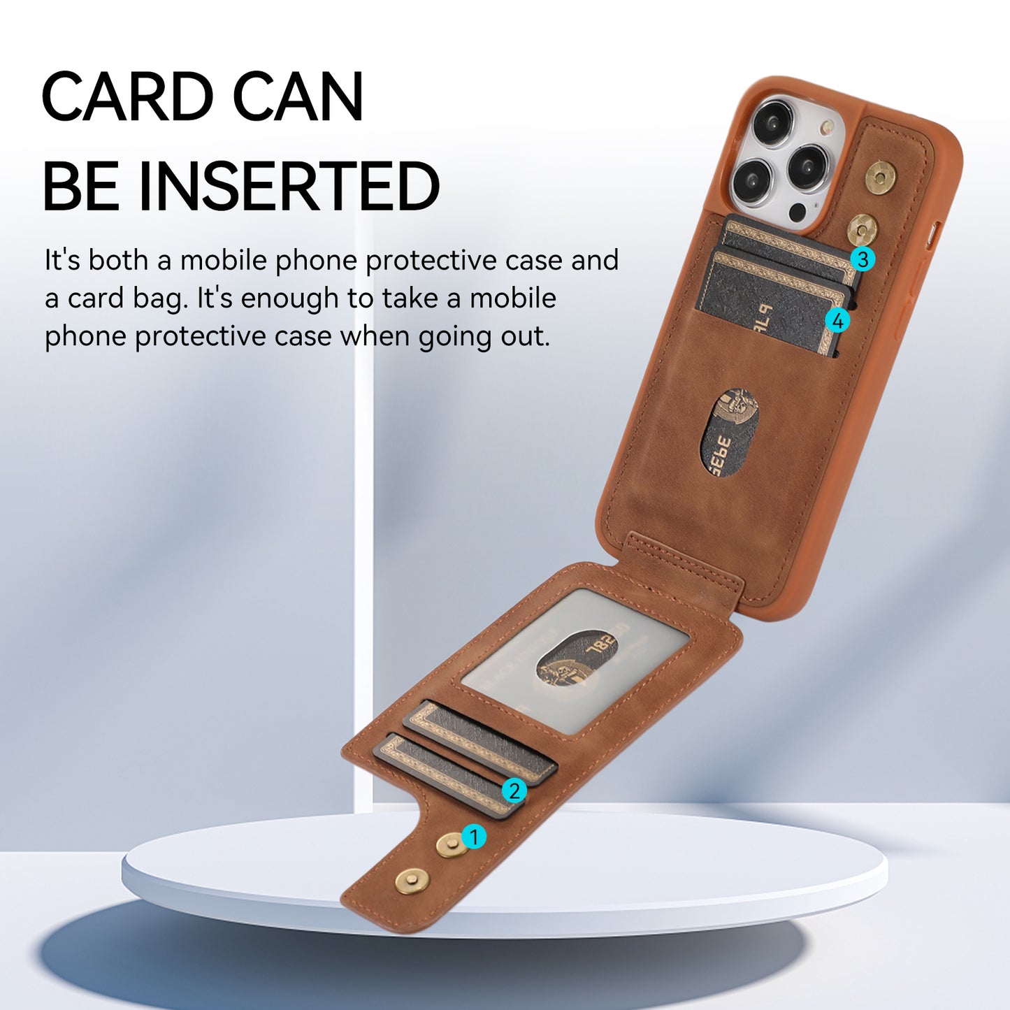 For iPhone 13 Pro 6.1 inch Card Bag Design Anti-fall Skin-touch PU Leather Coated TPU Back Case with Magnetic Ring Kickstand