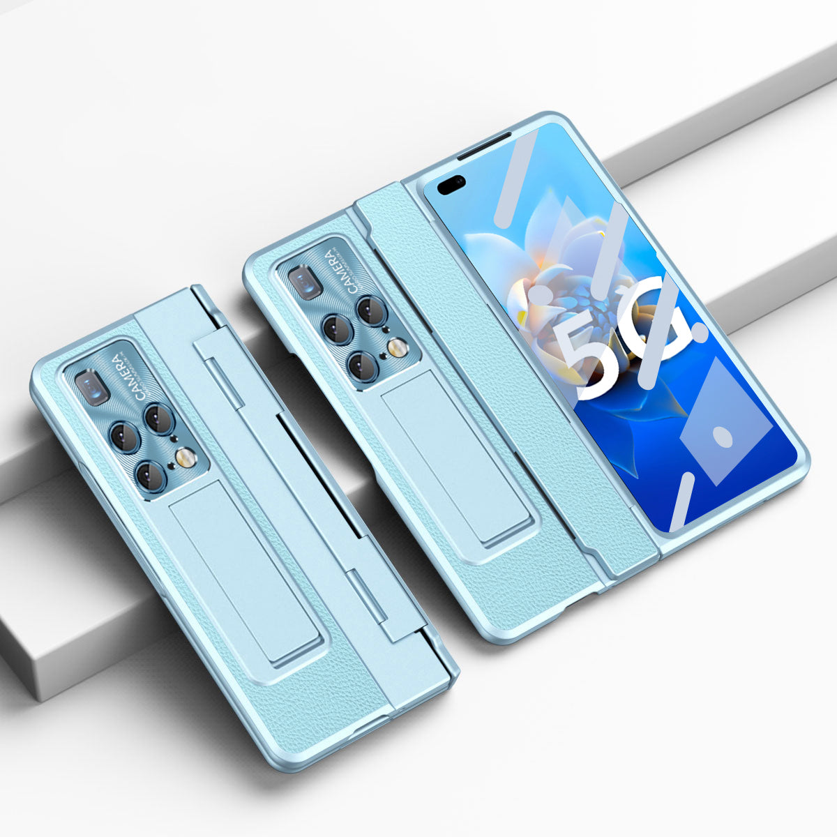 For Huawei Mate X2 Phone Case Scratch-resistant Hinge Protection PU Leather + PC Back Cover with Tempered Glass Screen Film