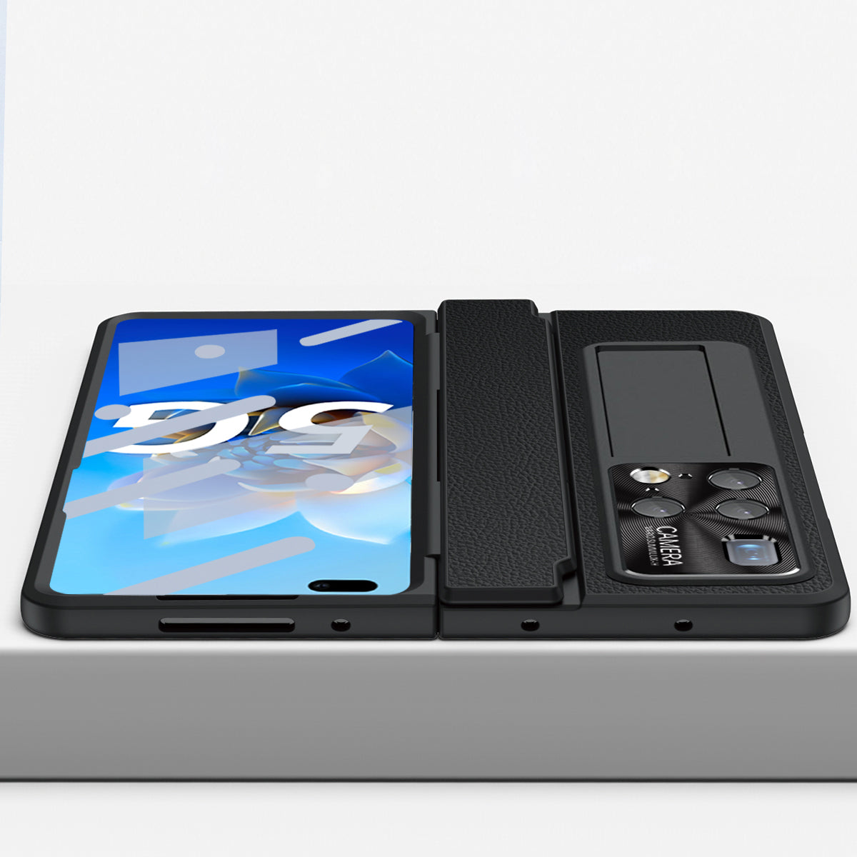 For Huawei Mate X2 Phone Case Scratch-resistant Hinge Protection PU Leather + PC Back Cover with Tempered Glass Screen Film