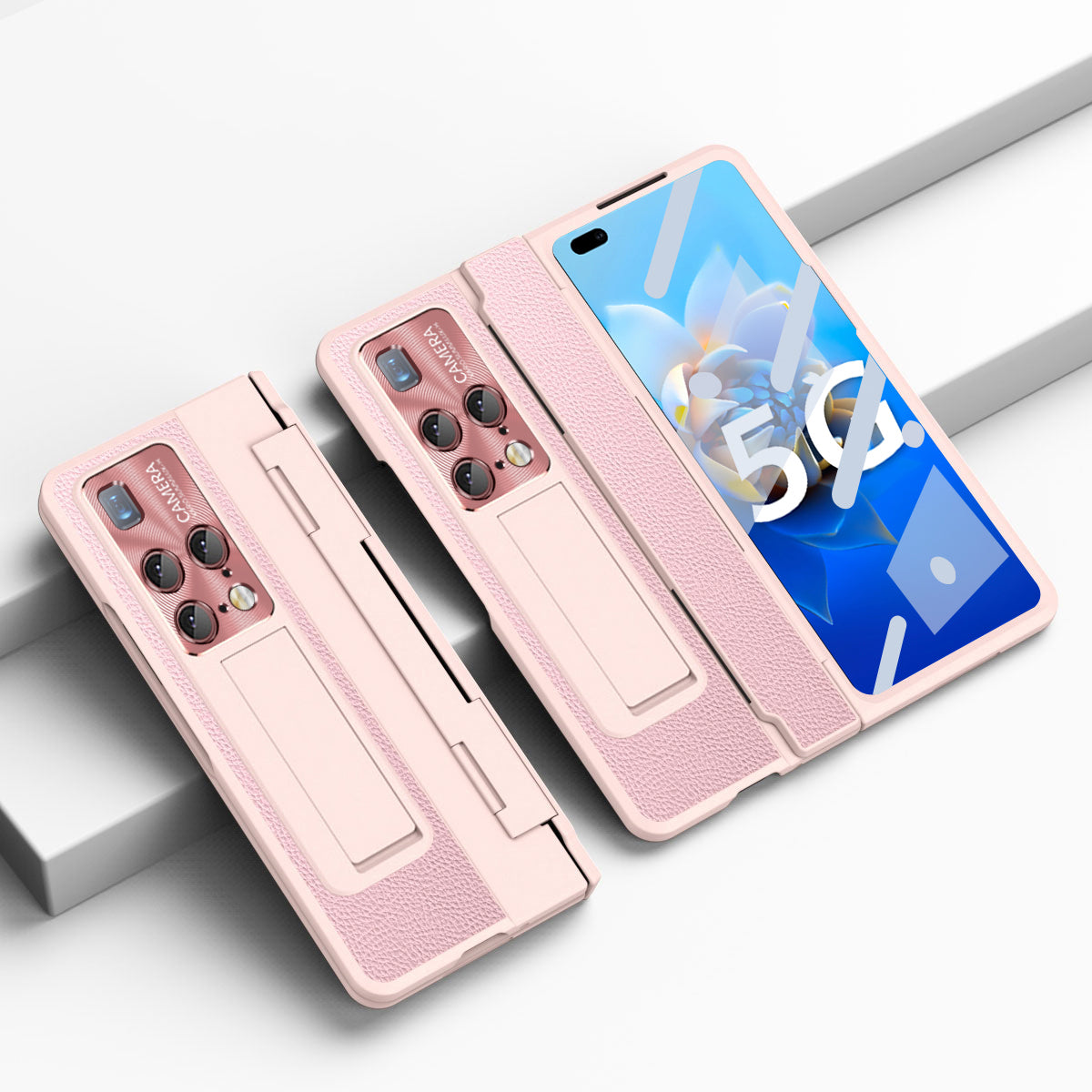 For Huawei Mate X2 Phone Case Scratch-resistant Hinge Protection PU Leather + PC Back Cover with Tempered Glass Screen Film