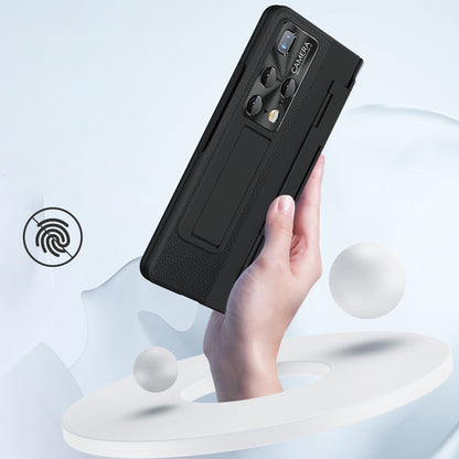 For Huawei Mate X2 Phone Case Scratch-resistant Hinge Protection PU Leather + PC Back Cover with Tempered Glass Screen Film