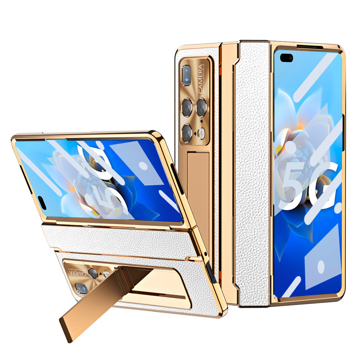 For Huawei Mate X2 Phone Case Scratch-resistant Hinge Protection PU Leather + PC Back Cover with Tempered Glass Screen Film