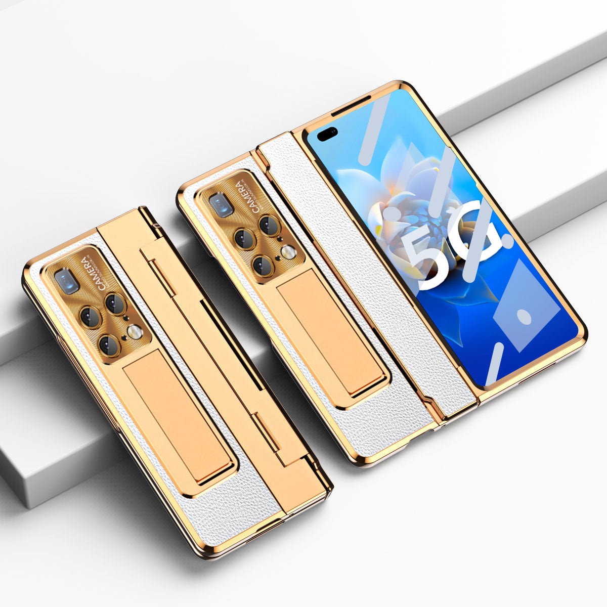For Huawei Mate X2 Phone Case Scratch-resistant Hinge Protection PU Leather + PC Back Cover with Tempered Glass Screen Film