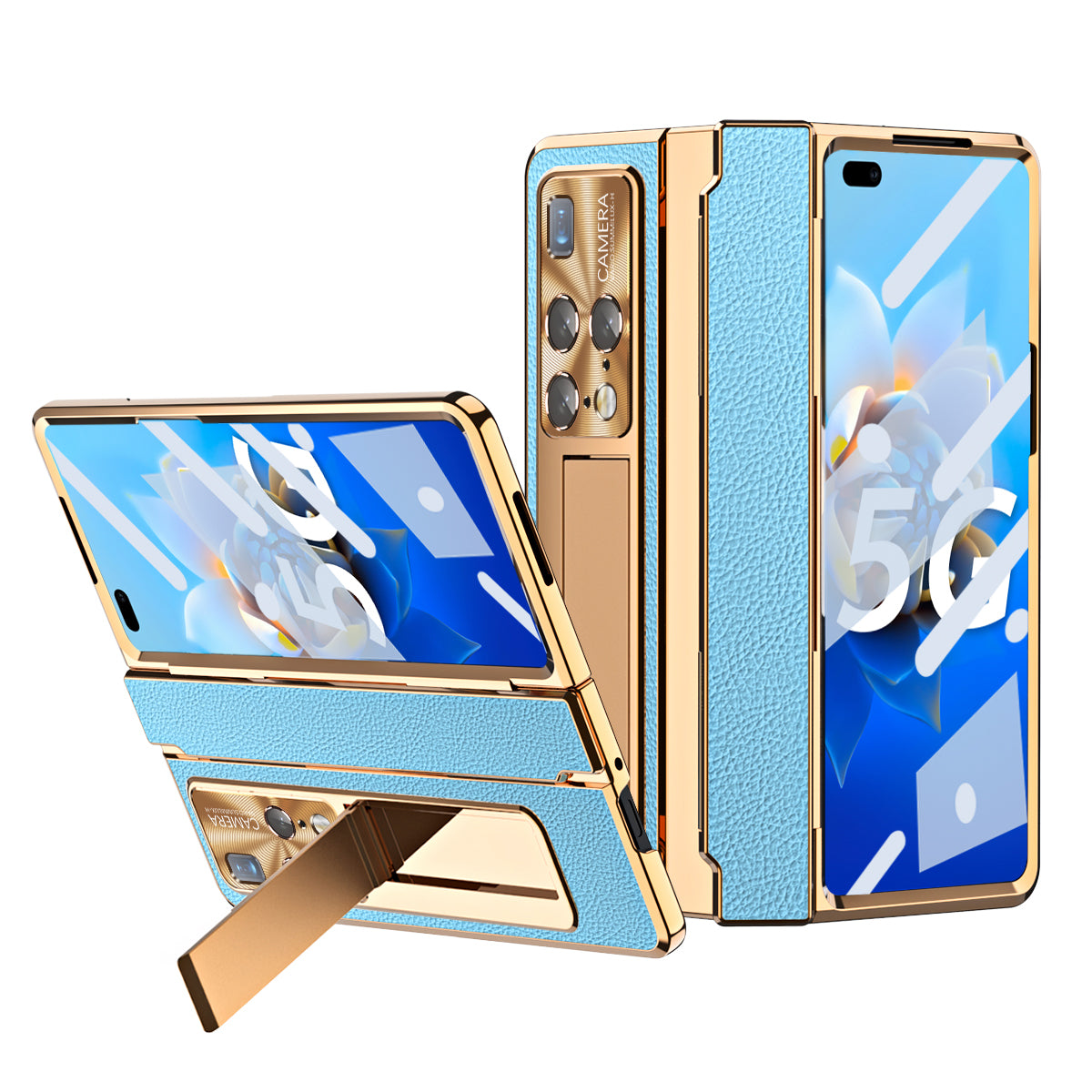 For Huawei Mate X2 Phone Case Scratch-resistant Hinge Protection PU Leather + PC Back Cover with Tempered Glass Screen Film