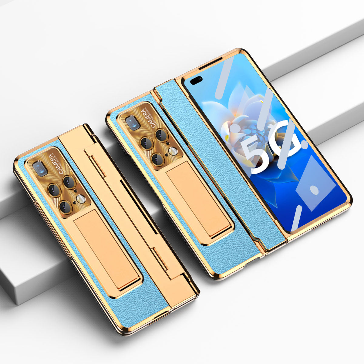 For Huawei Mate X2 Phone Case Scratch-resistant Hinge Protection PU Leather + PC Back Cover with Tempered Glass Screen Film