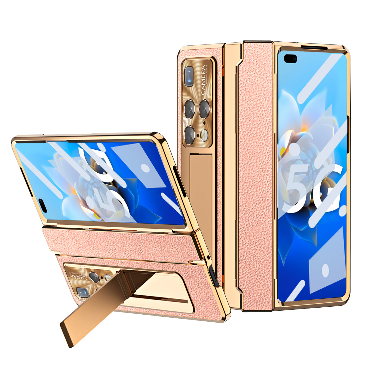 For Huawei Mate X2 Phone Case Scratch-resistant Hinge Protection PU Leather + PC Back Cover with Tempered Glass Screen Film
