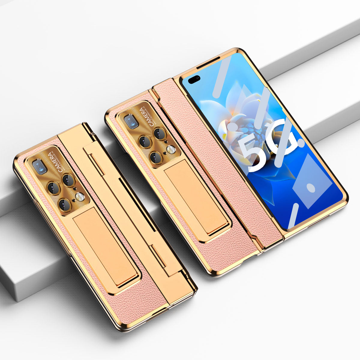 For Huawei Mate X2 Phone Case Scratch-resistant Hinge Protection PU Leather + PC Back Cover with Tempered Glass Screen Film