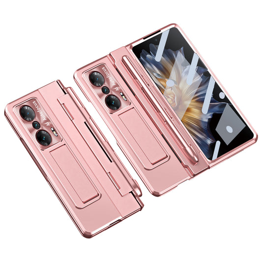 For Honor Magic Vs Ultimate 5G / Magic Vs 5G Kickstand Hard PC Phone Cover Scratch-resistant Mobile Phone Case with Stylus, Lens Film and Tempered Glass Screen Film