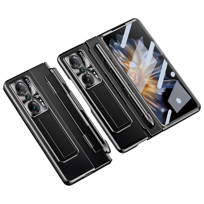 For Honor Magic Vs Ultimate 5G / Magic Vs 5G Kickstand Hard PC Phone Cover Scratch-resistant Mobile Phone Case with Stylus, Lens Film and Tempered Glass Screen Film