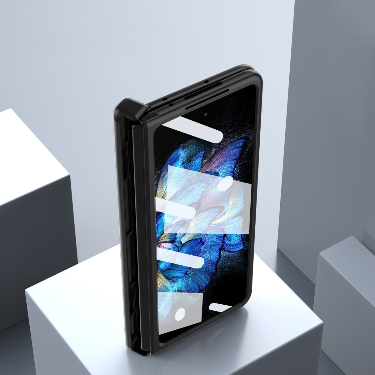 Nappa Texture Phone Case For vivo X Fold, Hinge Protection Kickstand Anti-scratch PU Leather + PC Phone Cover with Tempered Glass Film