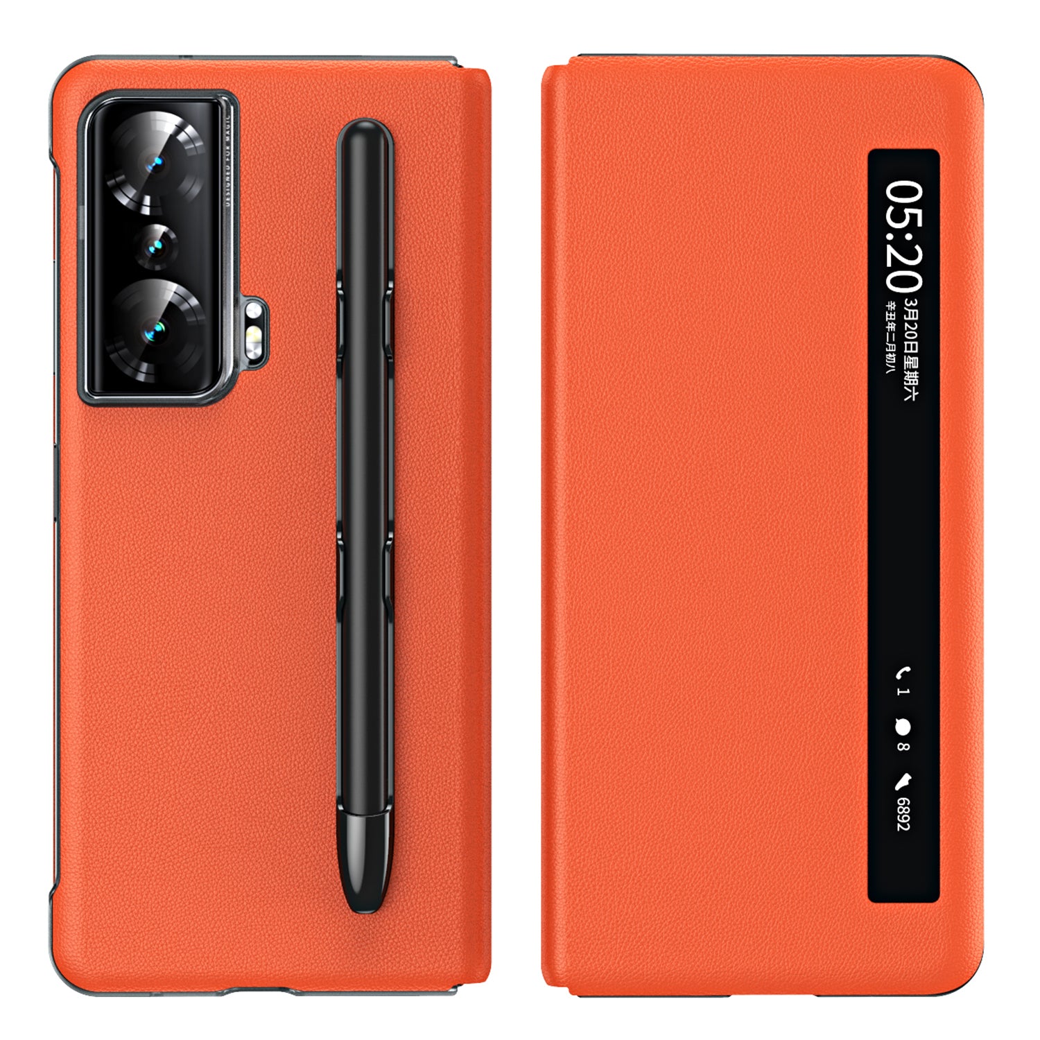 For Honor Magic Vs Ultimate 5G / Magic Vs 5G View Window Litchi Texture PU Leather Case Foldable Stand Cover with Pen Slot and Stylus Pen
