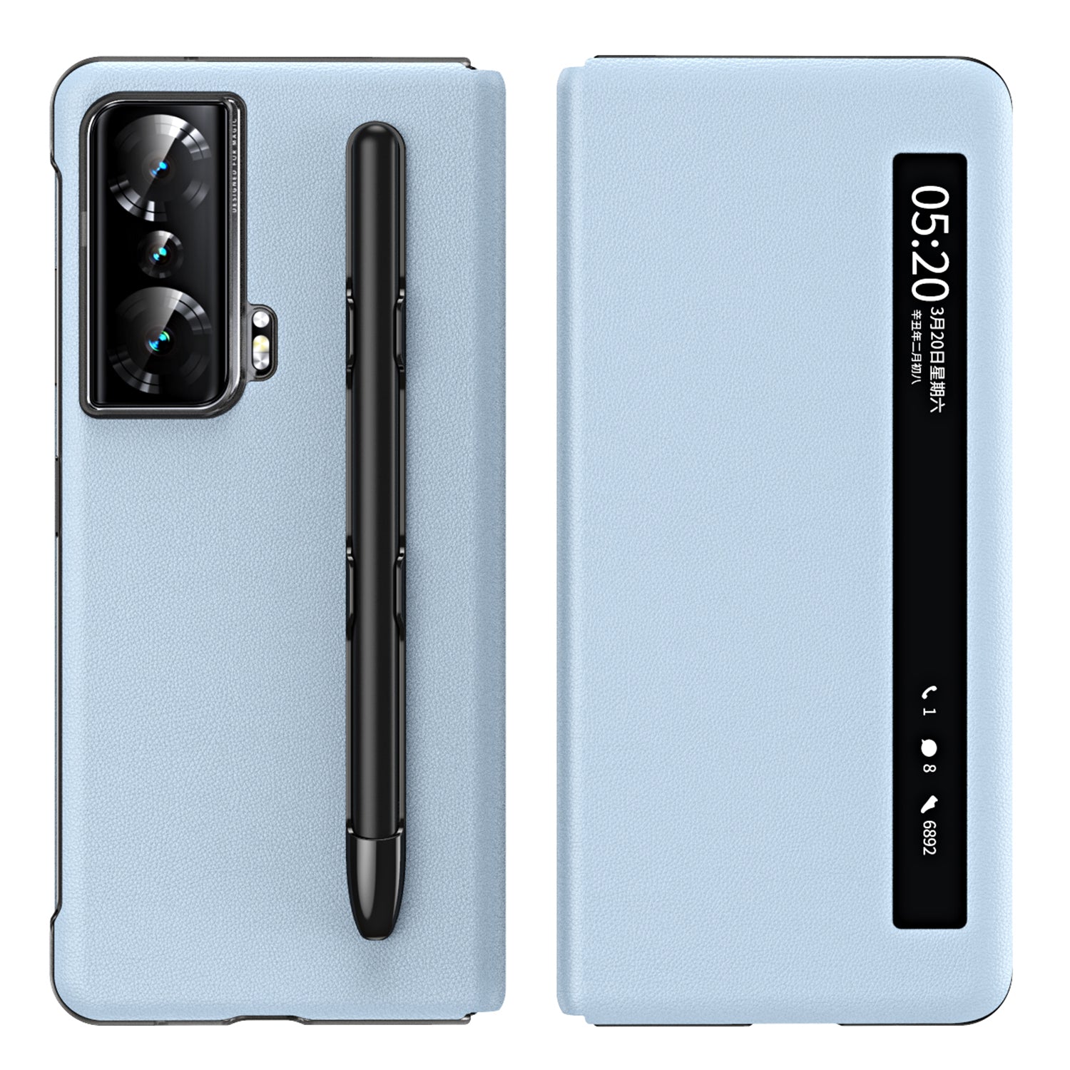 For Honor Magic Vs Ultimate 5G / Magic Vs 5G View Window Litchi Texture PU Leather Case Foldable Stand Cover with Pen Slot and Stylus Pen