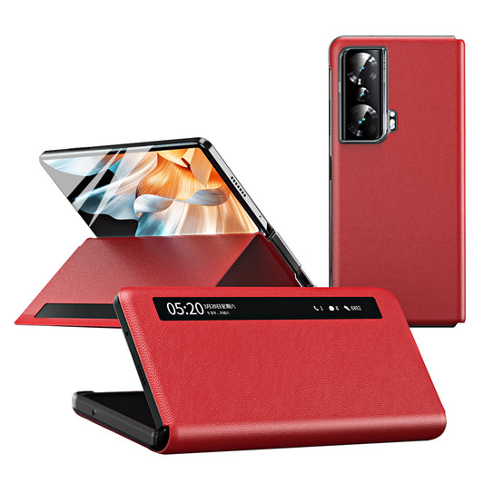 For Honor Magic Vs Ultimate 5G / Magic Vs 5G Magnetic Auto-absorbed View Window PU Leather+PC Phone Case Stand Anti-scratch Phone Cover (without Stylus&amp;Pen Slot)
