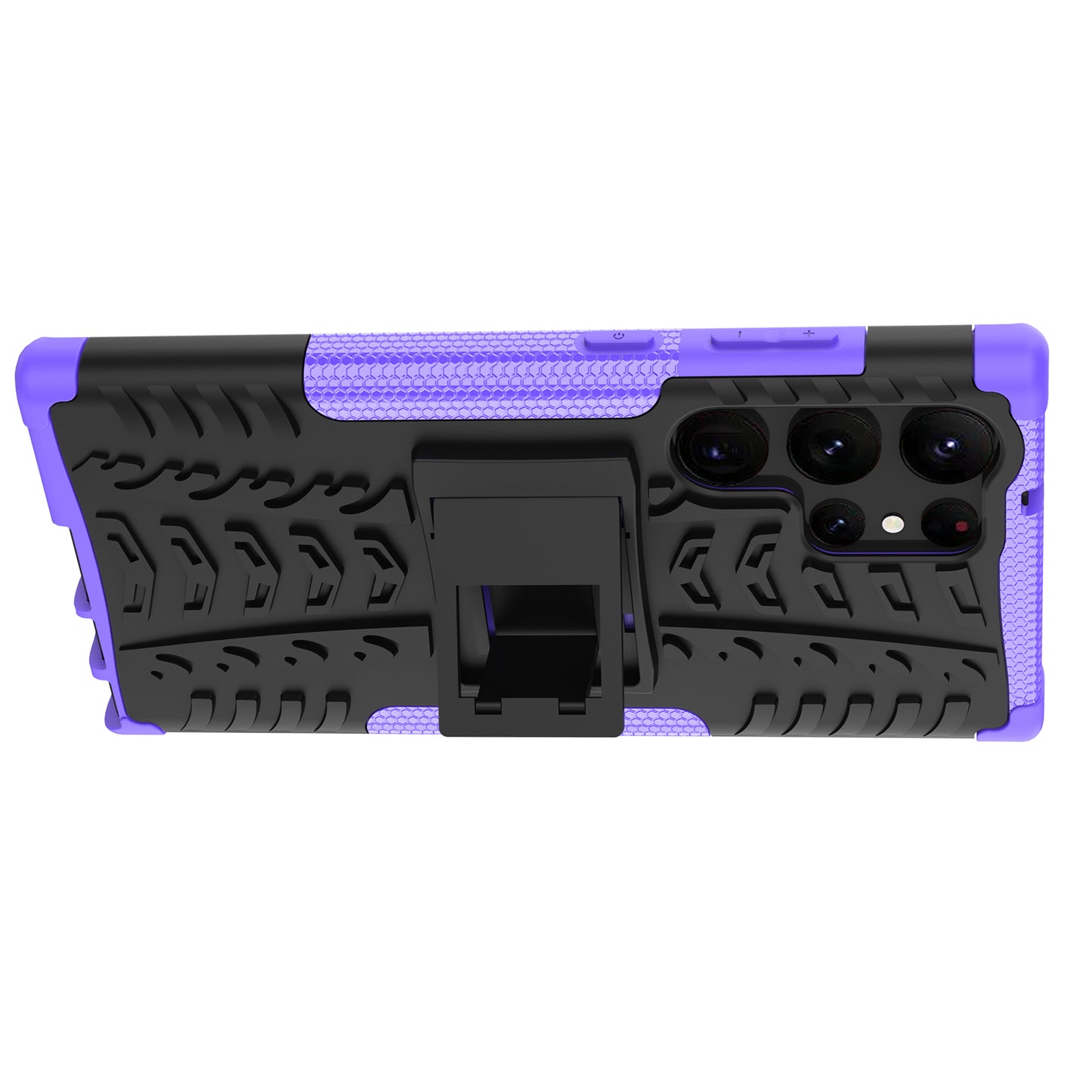 For Samsung Galaxy S23 Ultra Hard PC+TPU Rugged Tire Pattern  Kickstand Design Phone Case Back Cover