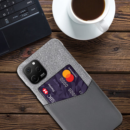 For Huawei nova Y61 4G Cloth Texture Card Holder Phone Case Anti-drop PU Leather Coated Hard PC Cover