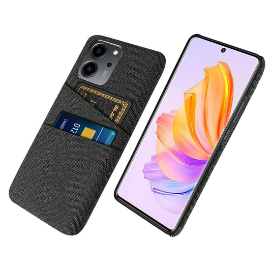For Honor 80 SE 5G Cloth Texture Phone Case Dual Card Slots Well-protected Hard PC Back Cover