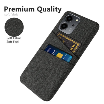 For Honor 80 SE 5G Cloth Texture Phone Case Dual Card Slots Well-protected Hard PC Back Cover
