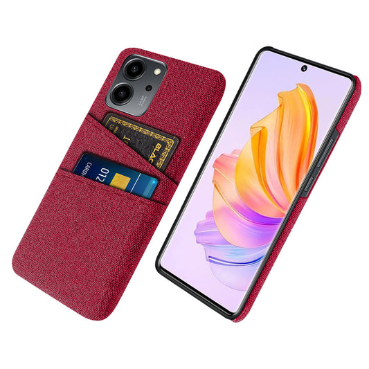 For Honor 80 SE 5G Cloth Texture Phone Case Dual Card Slots Well-protected Hard PC Back Cover