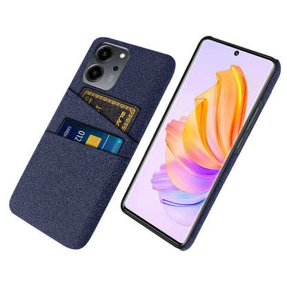 For Honor 80 SE 5G Cloth Texture Phone Case Dual Card Slots Well-protected Hard PC Back Cover