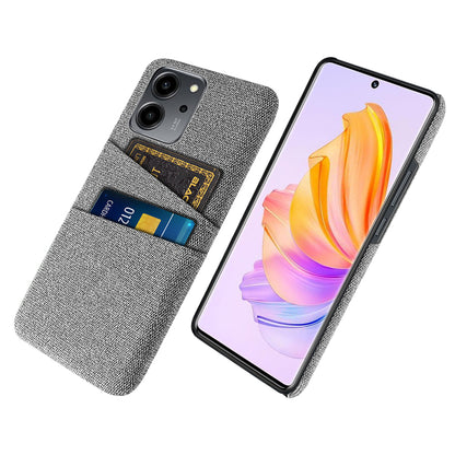 For Honor 80 SE 5G Cloth Texture Phone Case Dual Card Slots Well-protected Hard PC Back Cover