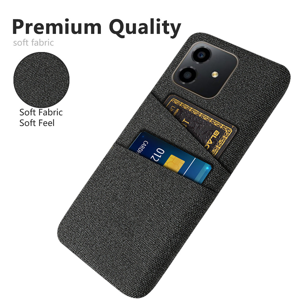 For Honor Play6C 4G Shockproof Cloth Texture Phone Case Dual Card Slots Hard PC Protective Mobile Phone Cover