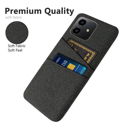 For Honor Play6C 4G Shockproof Cloth Texture Phone Case Dual Card Slots Hard PC Protective Mobile Phone Cover