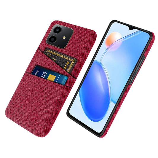 For Honor Play6C 4G Shockproof Cloth Texture Phone Case Dual Card Slots Hard PC Protective Mobile Phone Cover