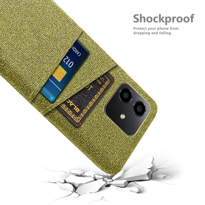 For Honor Play6C 4G Shockproof Cloth Texture Phone Case Dual Card Slots Hard PC Protective Mobile Phone Cover