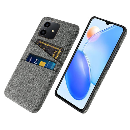 For Honor Play6C 4G Shockproof Cloth Texture Phone Case Dual Card Slots Hard PC Protective Mobile Phone Cover