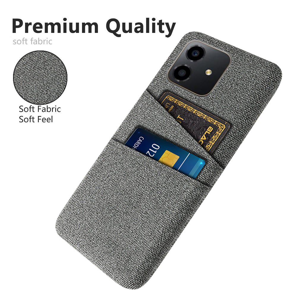 For Honor Play6C 4G Shockproof Cloth Texture Phone Case Dual Card Slots Hard PC Protective Mobile Phone Cover