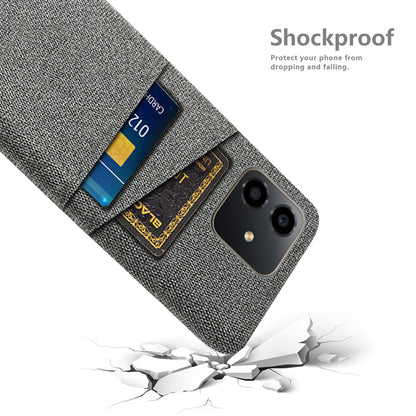 For Honor Play6C 4G Shockproof Cloth Texture Phone Case Dual Card Slots Hard PC Protective Mobile Phone Cover