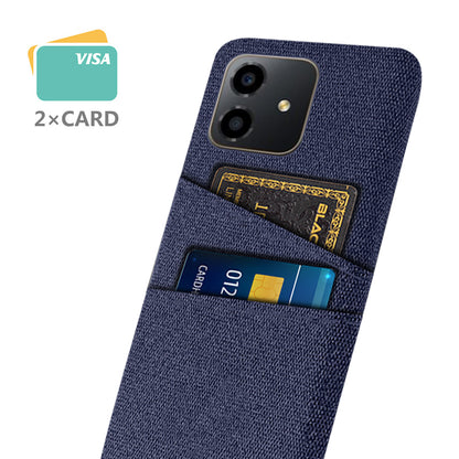 For Honor Play6C 4G Shockproof Cloth Texture Phone Case Dual Card Slots Hard PC Protective Mobile Phone Cover