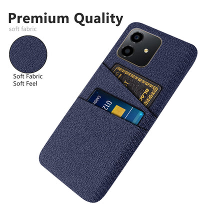 For Honor Play6C 4G Shockproof Cloth Texture Phone Case Dual Card Slots Hard PC Protective Mobile Phone Cover