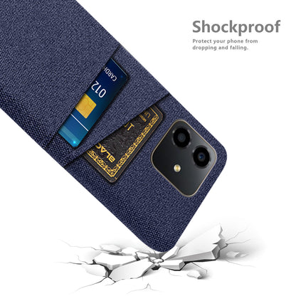 For Honor Play6C 4G Shockproof Cloth Texture Phone Case Dual Card Slots Hard PC Protective Mobile Phone Cover
