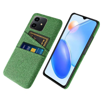 For Honor Play6C 4G Shockproof Cloth Texture Phone Case Dual Card Slots Hard PC Protective Mobile Phone Cover