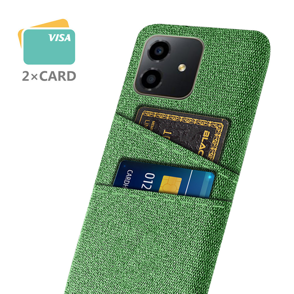 For Honor Play6C 4G Shockproof Cloth Texture Phone Case Dual Card Slots Hard PC Protective Mobile Phone Cover