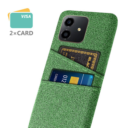 For Honor Play6C 4G Shockproof Cloth Texture Phone Case Dual Card Slots Hard PC Protective Mobile Phone Cover