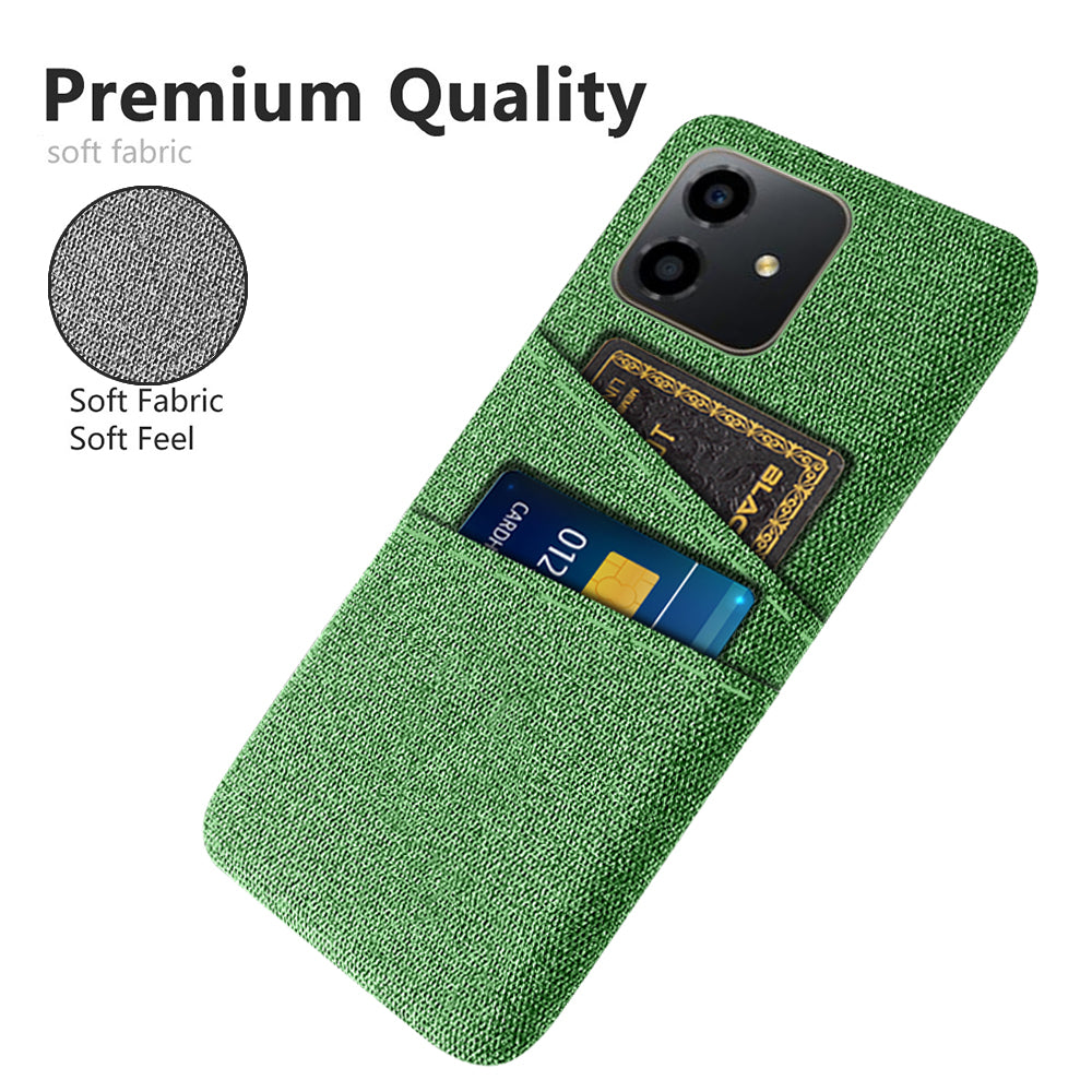 For Honor Play6C 4G Shockproof Cloth Texture Phone Case Dual Card Slots Hard PC Protective Mobile Phone Cover