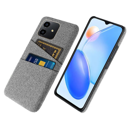 For Honor Play6C 4G Shockproof Cloth Texture Phone Case Dual Card Slots Hard PC Protective Mobile Phone Cover