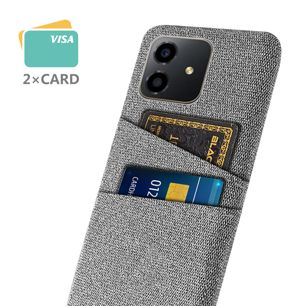 For Honor Play6C 4G Shockproof Cloth Texture Phone Case Dual Card Slots Hard PC Protective Mobile Phone Cover